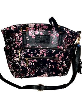 Bass Black and Pink Floral Tote Bag